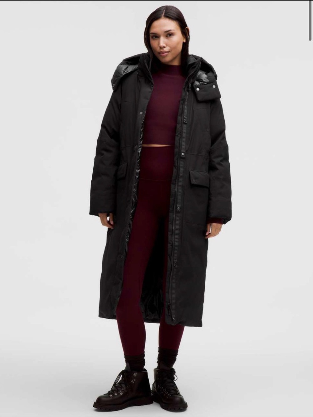 Lululemon Waterproof Down Long Parka Black Size 6 Calf Length Winter Coat